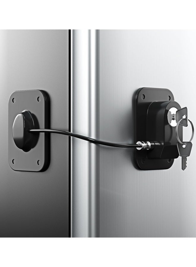 Refrigerator Lock , Fridge Lock with Silicone Wire Protection Fridge Locks for Kids Easy to Use and Install Fridge Locks(Black) - Image 1