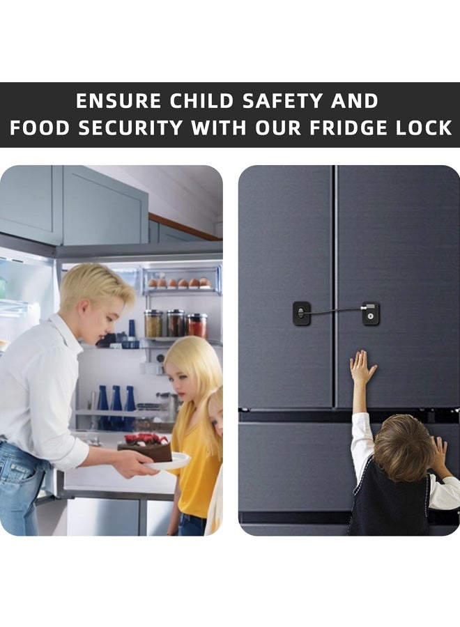Refrigerator Lock , Fridge Lock with Silicone Wire Protection Fridge Locks for Kids Easy to Use and Install Fridge Locks(Black) - Image 3