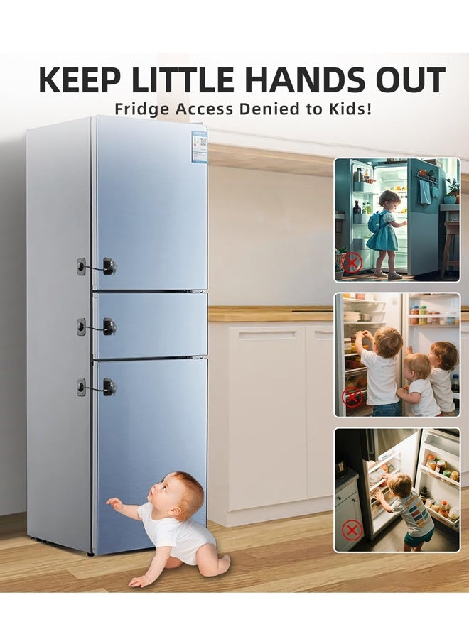 Refrigerator Lock , Fridge Lock with Silicone Wire Protection Fridge Locks for Kids Easy to Use and Install Fridge Locks(Black) - Image 4