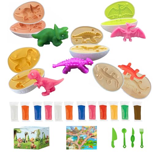 Fuijeuj Playdough Dinosaur Eggs Sets for Kids Ages 36Dino Dough Play Molds Toys GiftsPlay Clay Accessories Dinosaur Toys Present for 3 4 5 6 7 8 Year Old Girls Boys - Image 1