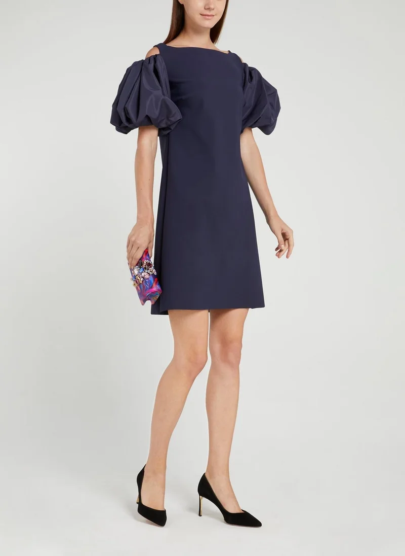 كيارا بوني Isla Taf Navy Flounce Sleeve Mini Dress