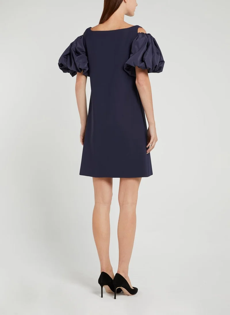 Chiara boni Isla Taf Navy Flounce Sleeve Mini Dress