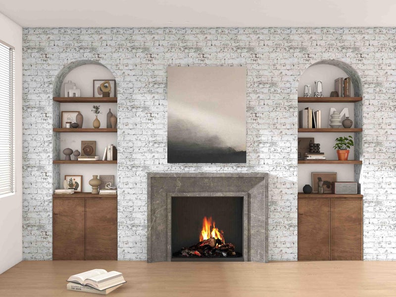 PeonyQueen Brick Wallpaper Peel and Stick Wallpaper 17.3"x78.8" Vintage Faux 3D Brick Contact Paper White and Grey Self Adhesive Removable Wallpapers for Bedroom Textured Wall Paper for Fireplace Home Decorate - Image 4