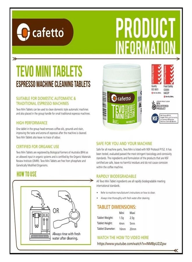 Cafetto Tevo Tablets Mini 1.5g 100 Tablets for manual and semi automatic espresso machines. Compatible with Breville, Sage, Gaggia, Rancilio, Rocket, ECM, Profitec, Lelit. - Image 2