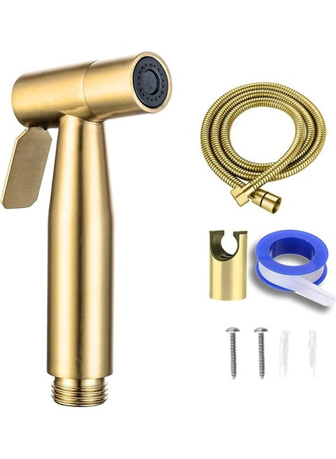 Handheld Bidet Spryer for toilet | Shattaf Set 304 Grade Stainless Steel Bathroom Jet Spray Set Heavy-duty and durable, 150cm (Golden)