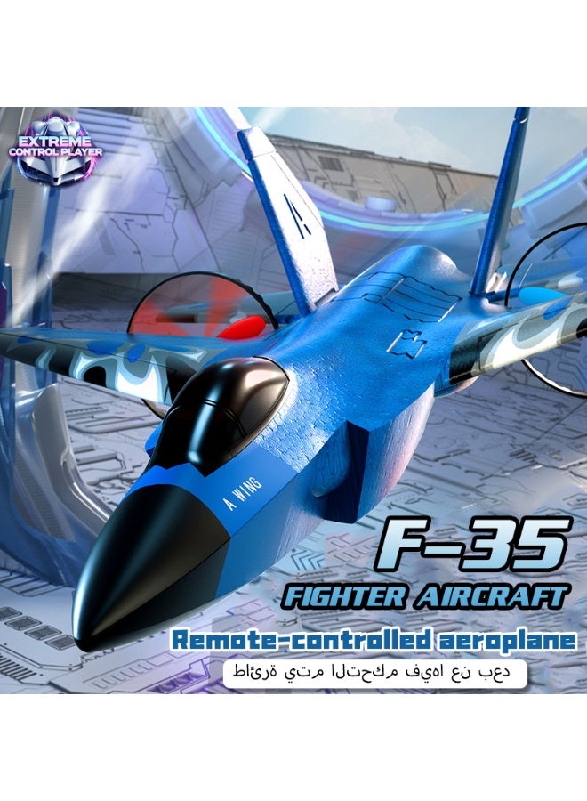 Remote-controlled aeroplane 2.4GHz remote-controlled fighter jet model toy Remote-controlled fighter jet 360° remote-controlled glider Aeroplane with lights Simulated F35 remote-controlled fighter jet aeroplane - Image 3