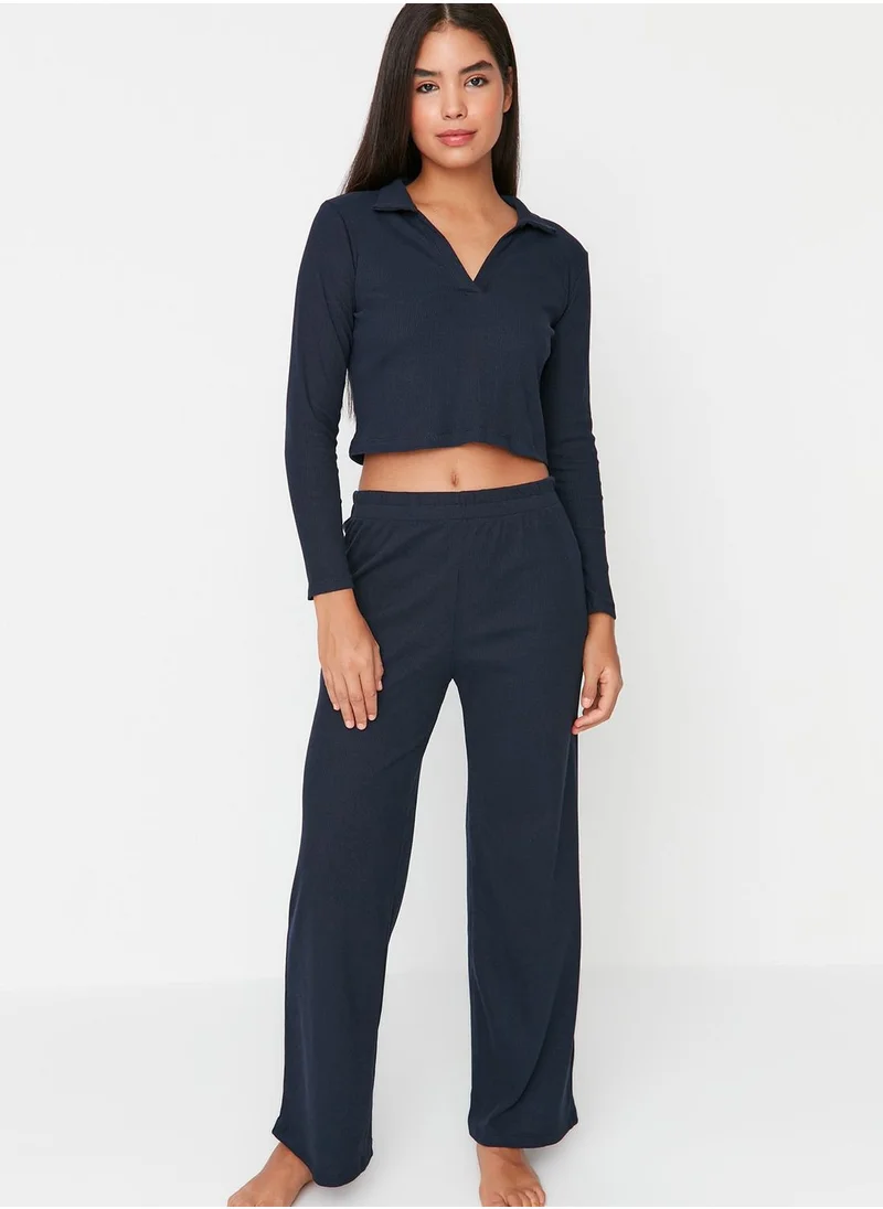 trendyol Polo Neck Knitted Pyjama Set