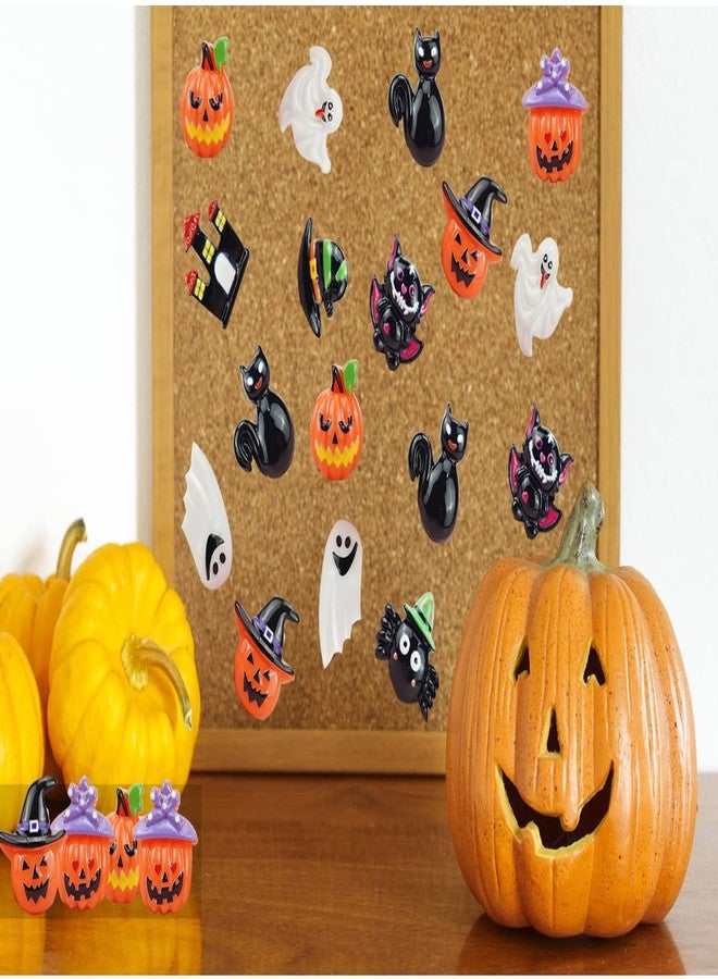Gansita 50 Pcs Halloween Themed Pushpins Funny Pumpkin Ghost Castle Black Cat Decorative Thumb Tacks All Saints' Day Resin Push pins Decoration for Corkboard Photo Wall Notice Board School Halloween Supplies - Image 3