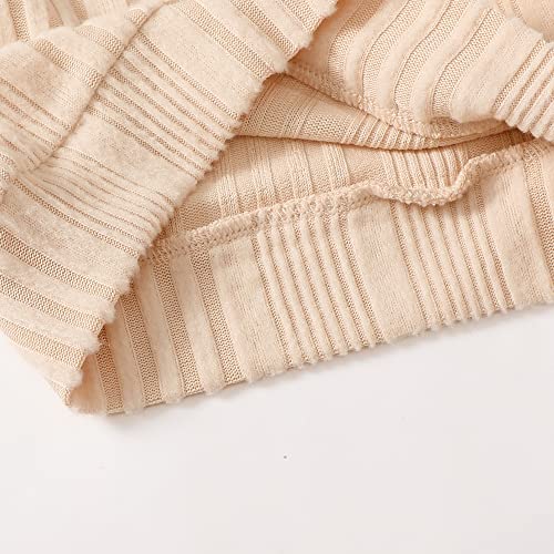 Mioglrie Baby Girl Clothes 12-18 Month Fall Winter Outfits Infant Sweatsuit Newborn Sweatshirt Fleece Ruffle Beige Sweat Pant Set for 1 Year Old Girls Clothing - Image 5