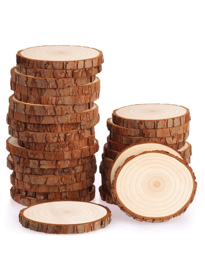 Fuyit Unfinished Wood Slices With No Hole 30 Pcs 2.8 3.1 Inches Natural Wooden Circles With Bark For Diy Crafts Christmas Ornament Decoration - Image 1