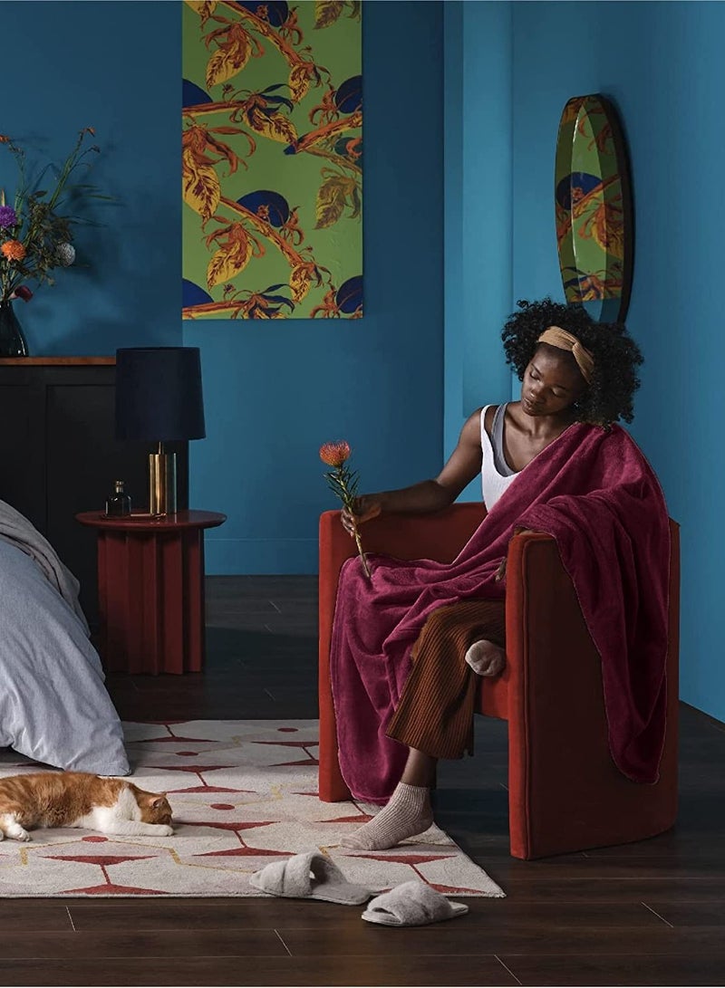 بيير دونا بطانيات من الصوف الفاخر خفيفة الوزن ومضادة للكهرباء الساكنة وبطانية حرارية مثالية للأريكة بطانية مريحة لغرفة المعيشة والسرير والأريكة 200 سم في 150 سم - Image 1