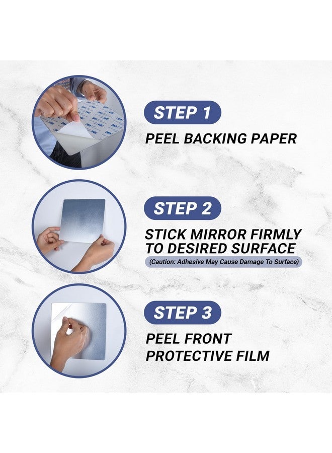 Mirrorvana Sticky 3M Adhesive Anti-Fog Shaving Mirror - Peel And Stick Fogless Shower Mirror For Men - Frameless & Shatterproof Plastic Mirror - 6.3" X 6.3” (Square) - Image 5