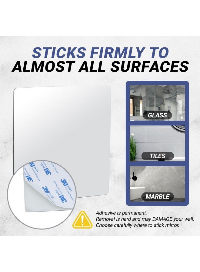 Mirrorvana Sticky 3M Adhesive Anti-Fog Shaving Mirror - Peel And Stick Fogless Shower Mirror For Men - Frameless & Shatterproof Plastic Mirror - 6.3" X 6.3” (Square) - Image 4