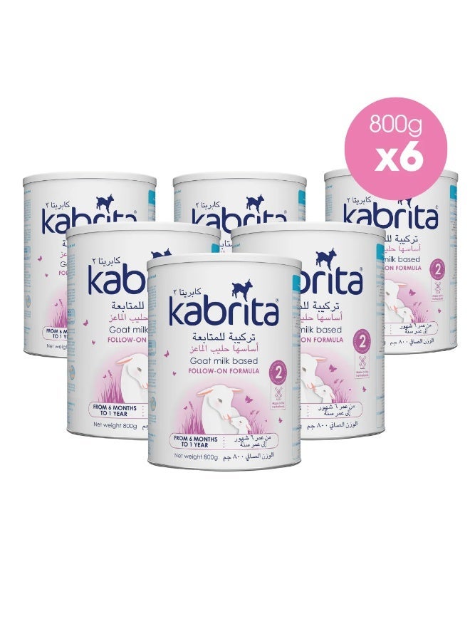 كابريتا تركيبة حليب الأطفال الرضع من حليب الماعز 2، من عمر 6 إلى 12 شهرًا، 800 جرام، عبوة من 6 قطع - Image 1