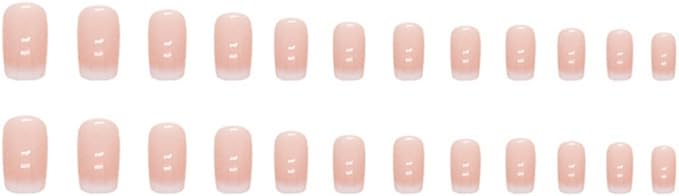 JUSTOTRY 24 Pcs Nude Press on Nails Short PatternGlossy Solid Fake Nails SquareWhite Squoval Stick on Nails for Women and TeensGlue on Nails for Nails Art Gifts - Image 4