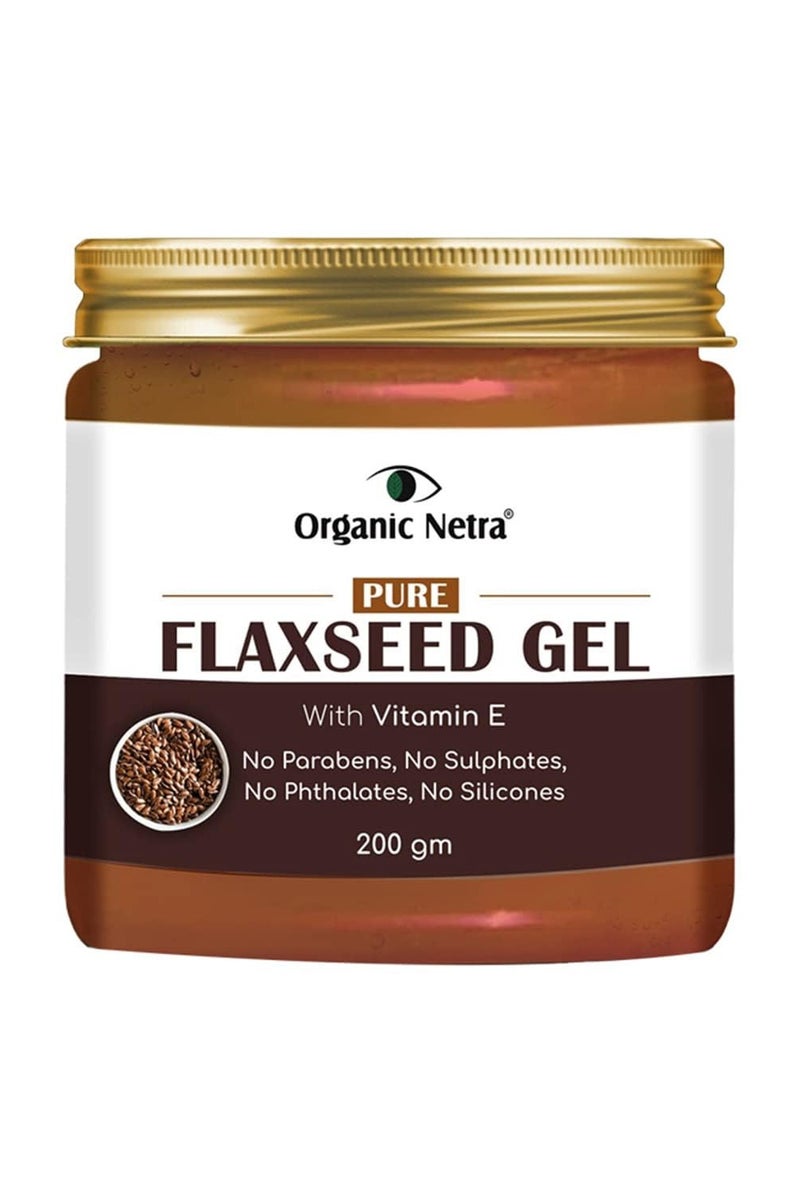 Organic Netra Pure Flaxseed Gel with Vitamin E for Hair and Skin Strengthens and Nourishes Hair and Skin Health Safe for All Skin Types Reduces Fine Lines and Wrinkles 200g - Image 1
