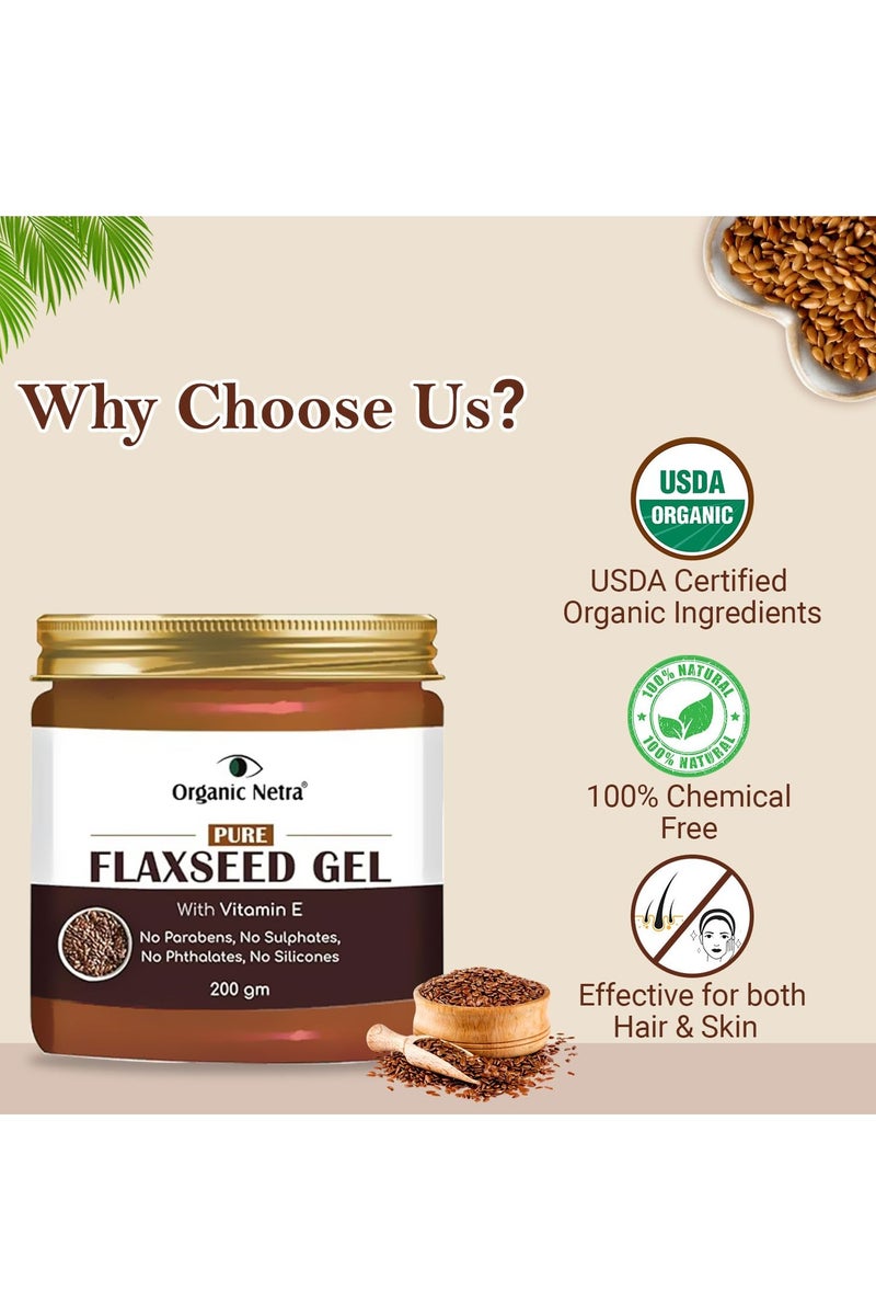 Organic Netra Pure Flaxseed Gel with Vitamin E for Hair and Skin Strengthens and Nourishes Hair and Skin Health Safe for All Skin Types Reduces Fine Lines and Wrinkles 200g - Image 4