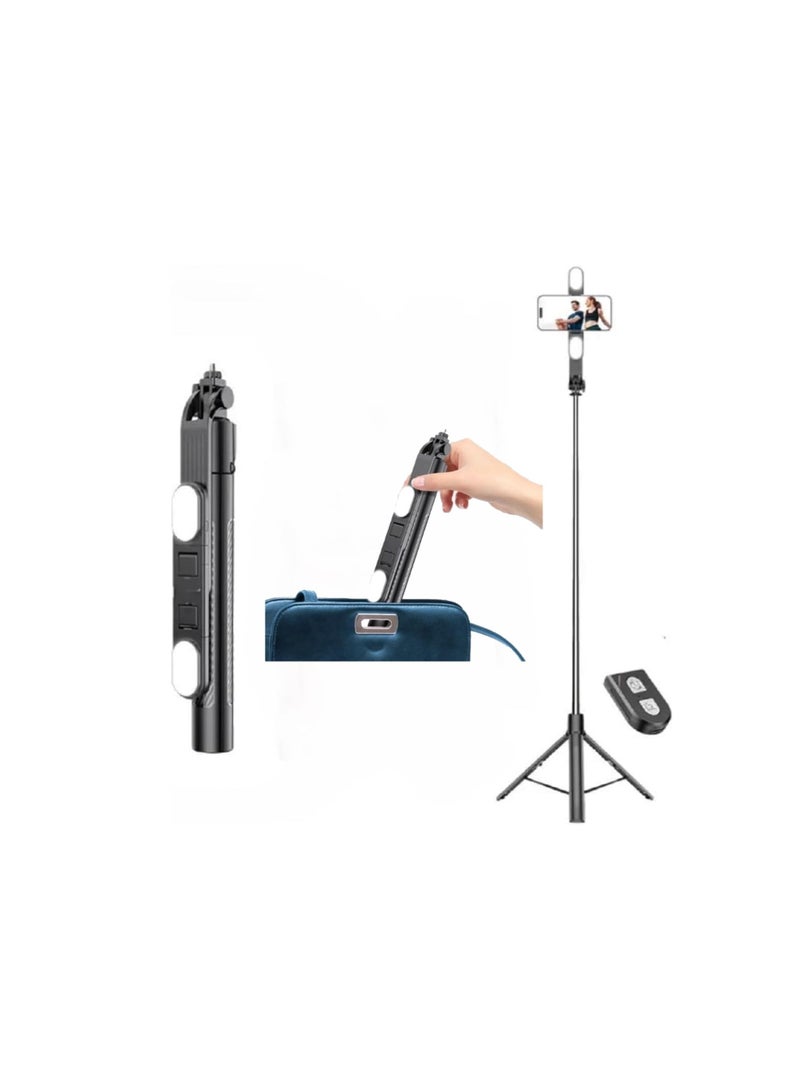 200CM Extendable 3-in-1 Selfie Stick Tripod with Wireless Remote & 360° Rotating Head – Smartphone Compatible