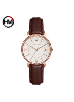Commuter Stainless Steel Band 1072PZ1 rose gold shell White brown belt
