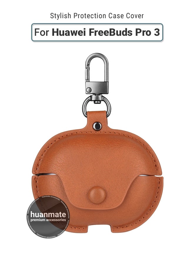 huanmate Huawei FreeBuds Pro 3 Shockproof Protection Case Cover - Brown - Lightweight, Stylish Design, Accurate Cut-outs - Easy to Install & Remove - Durable Shield for Your Huawei FreeBuds Pro 3 - Image 1