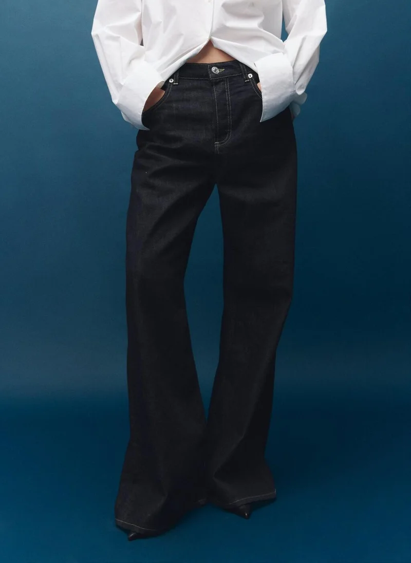 MANGO Wide-leg jeans with buttons