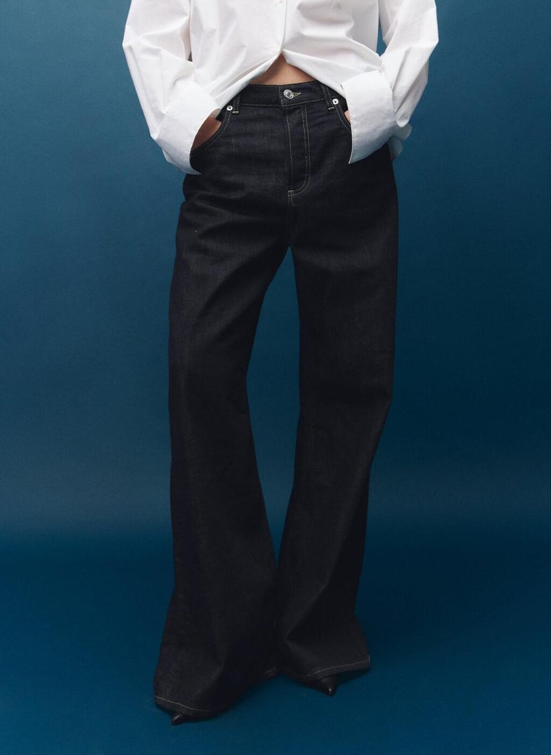 مانجو جينز واسع الساق بأزرار - Image 1