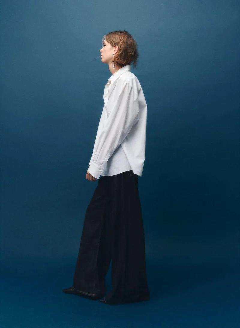 MANGO Wide-leg jeans with buttons