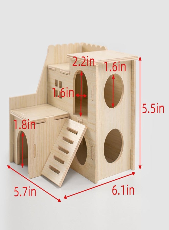 Xiylon Hamster Hideout & House, Wooden Small Animal Cage Accessories for Dwarf Hamsters, Gerbils, and Mice - Ventilated Design with Chew-Resistant Structure - Image 2