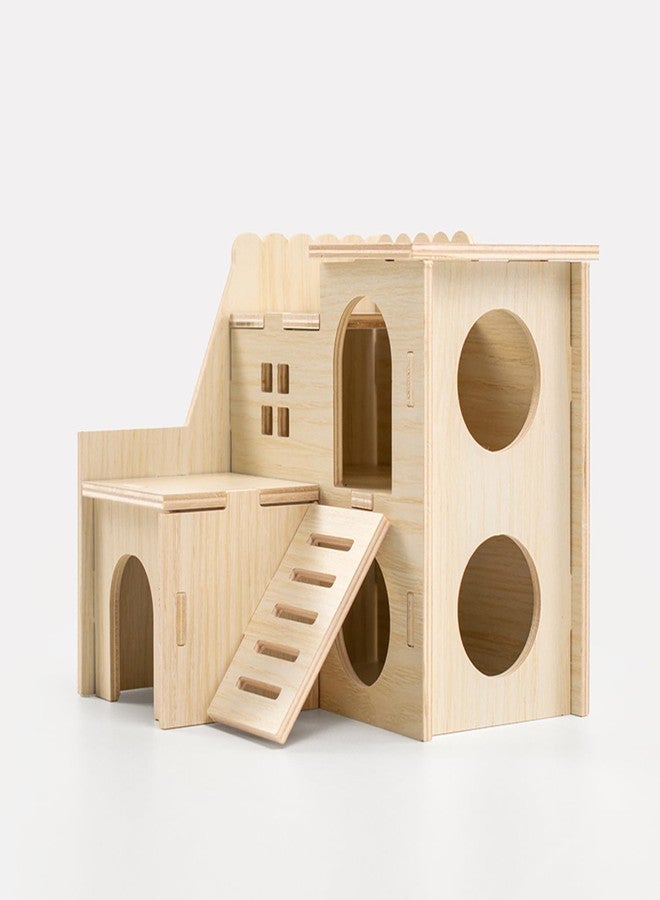 Xiylon Hamster Hideout & House, Wooden Small Animal Cage Accessories for Dwarf Hamsters, Gerbils, and Mice - Ventilated Design with Chew-Resistant Structure - Image 1