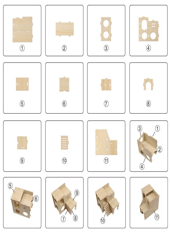 Xiylon Hamster Hideout & House, Wooden Small Animal Cage Accessories for Dwarf Hamsters, Gerbils, and Mice - Ventilated Design with Chew-Resistant Structure - Image 4