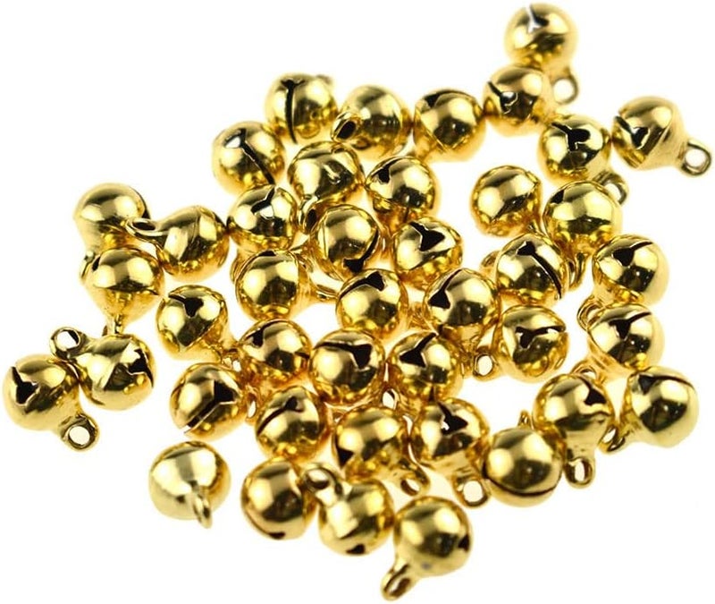 BINZZO 6mm Diameter Mini Jingle Bells Customize Style Bigger Threading Hole Light Tinkling Sound Shiny Brass Christmas Festival Decoration Gold 150 PCS for Gift Wrap Crafts Wedding Jewelry Making - Image 1