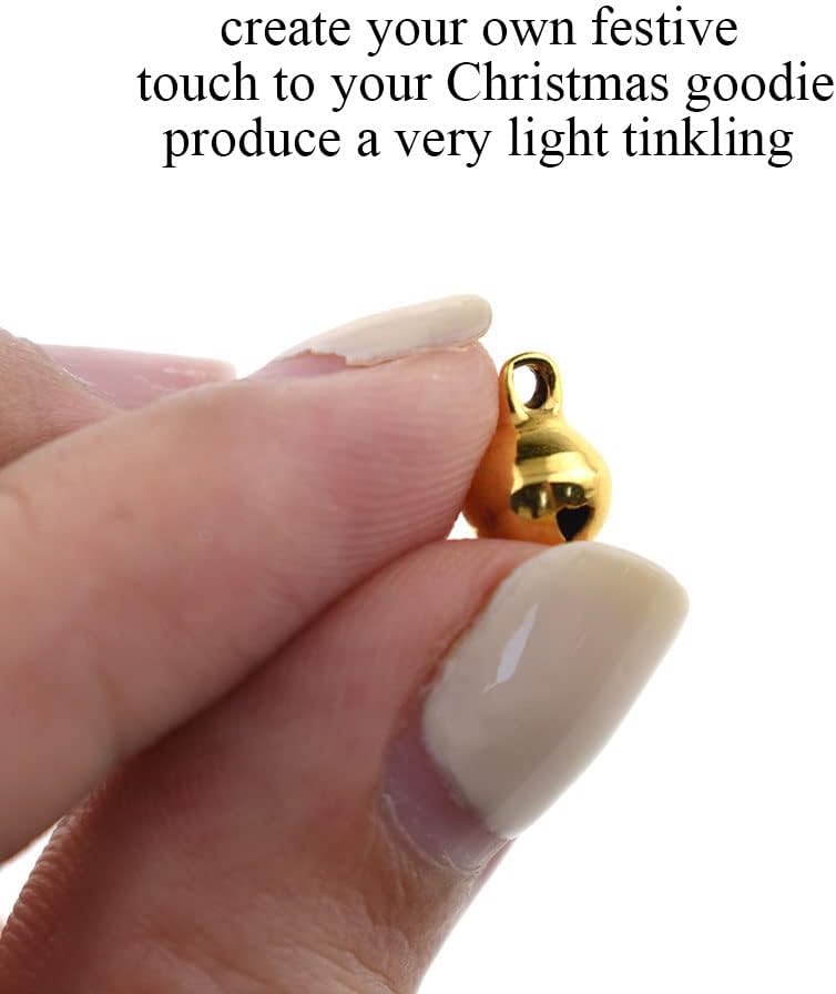 BINZZO 6mm Diameter Mini Jingle Bells Customize Style Bigger Threading Hole Light Tinkling Sound Shiny Brass Christmas Festival Decoration Gold 150 PCS for Gift Wrap Crafts Wedding Jewelry Making - Image 5