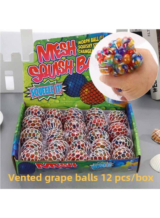 Decompression Vent Grape Ball Colorful Beads Creative Decompression Kneading Music Children's Day Activities Small Toys Children's Gifts-Color:12 Vent Grape Balls (6cm)-Specification:One Size Fits All