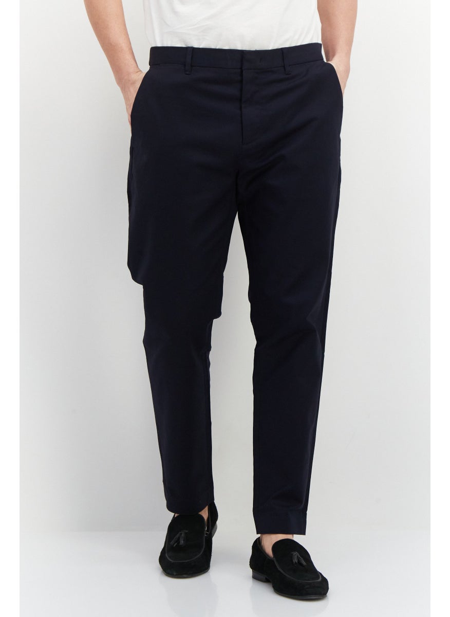 Selected Homme - Men Solid Stretchable Dress Pants, Navy Blue - Image 1