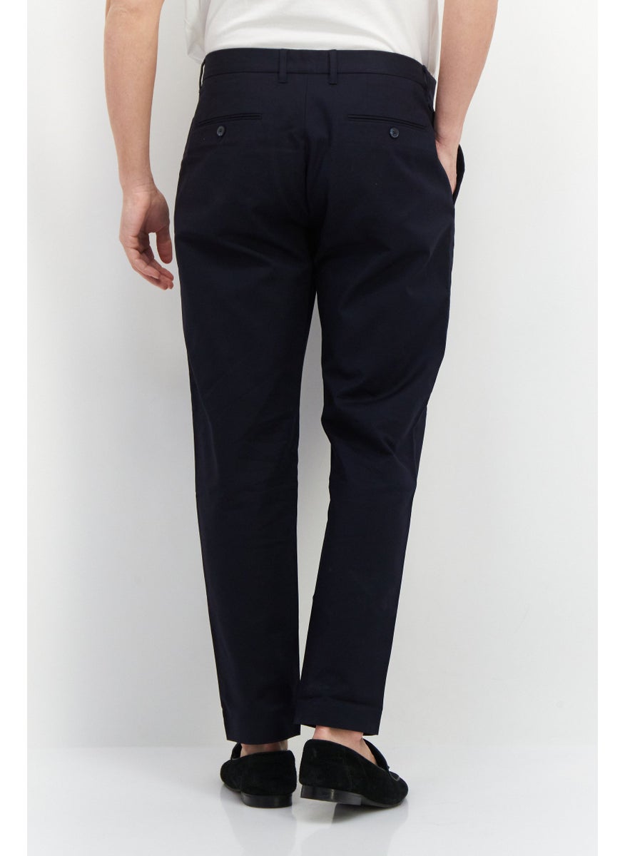 Selected Homme - Men Solid Stretchable Dress Pants, Navy Blue - Image 1