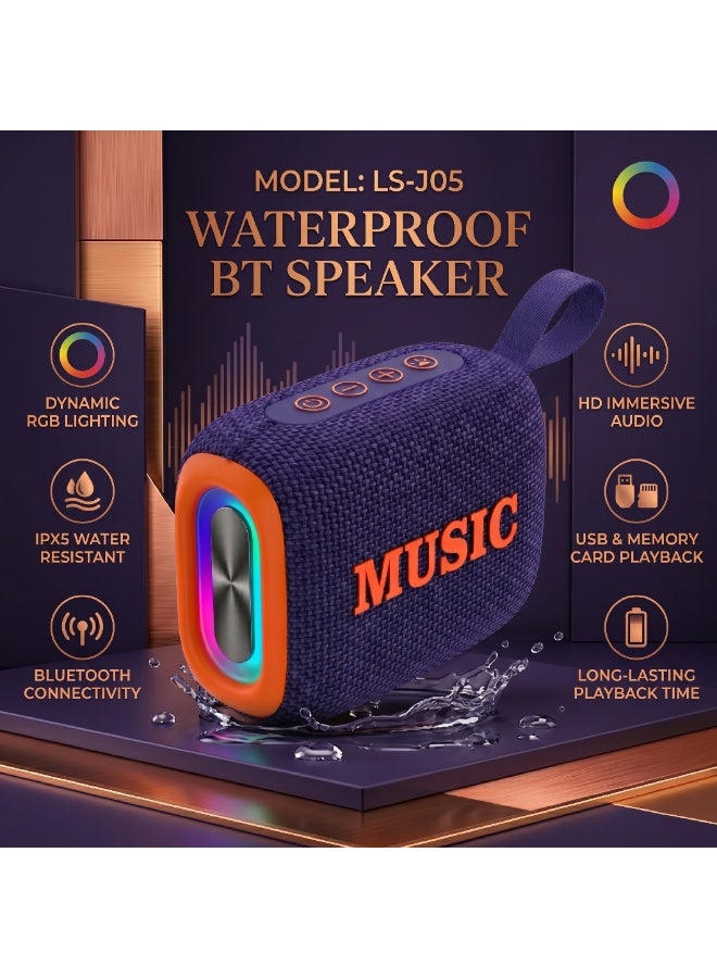 موتوك مكبر صوت بلوتوث محمول LS-J05 - مكبر صوت مقاوم للماء بمعيار IPX5 مع أضواء RGB، صوت جهير عميق عالي الدقة، بلوتوث 5.3، اقتران TWS، تشغيل TF/USB، للحفلات، الألعاب، حفلات الشواء، الاستخدام الخارجي (بنفسجي) - Image 2