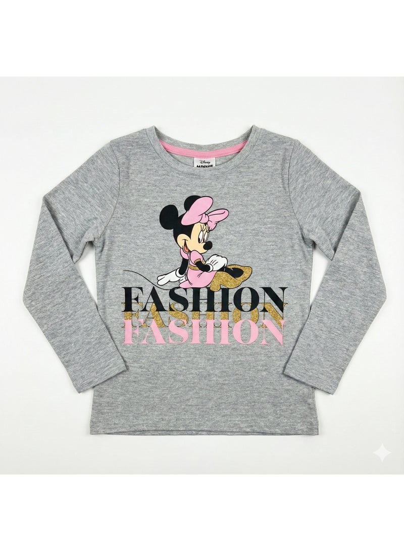 ديزني_ميني_هاوس تيشيرت ميني ماوس بأكمام طويلة، قطن 100%، من إنتاج كيدز تي في - Image 1