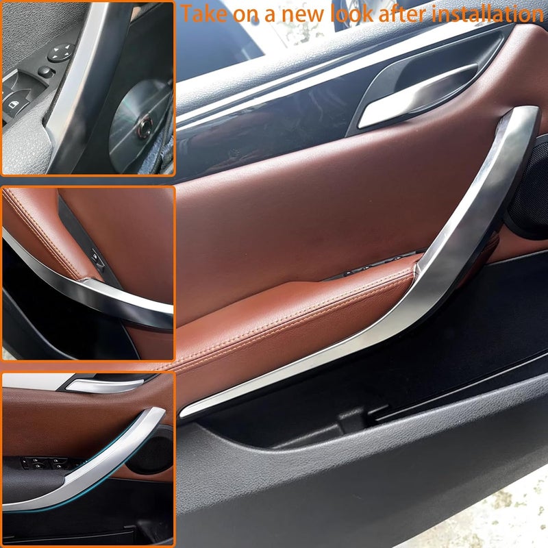 CHUANGHUI Car Door Handle for BMW X1 E84 2010-2015 28i 35i Interior Door Handles Replace Cover Car Door Handle Accessories (Silver) Matte anti slip finish - Image 3
