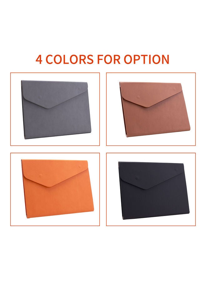 Loquat A4 File Bag PU Leather Document Pouch Grey - Image 5