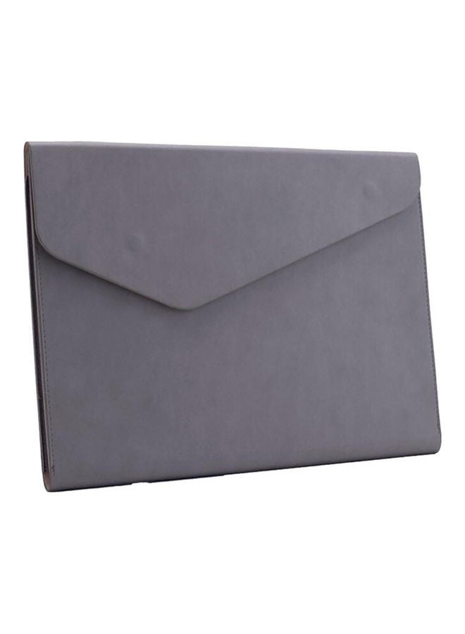 Loquat A4 File Bag PU Leather Document Pouch Grey - Image 1