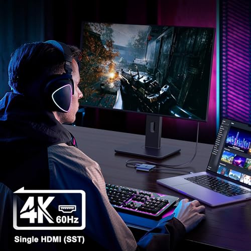 KOZYC USB C to Dual HDMI Adapter 4K@60hz, Type C to HDMI Splitter Extended Display for MacBook/MacBook Pro Air Dell XPS13/15, Samsung Galaxy S9/S9+ [MST Mode (Extended displays) Only for Win OS] - Image 4