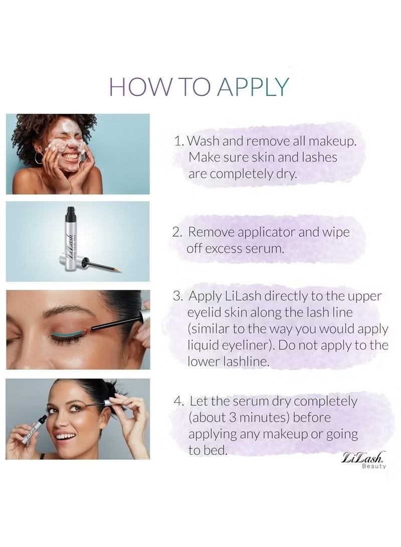 LiLash Eyelash Serum Advanced Lash Serum for Longer, Fuller Eyelashes, Enriched with Vitamin C, Promotes Natural Lash Growth & Strength – 2ml (3 Month Supply) - Image 3