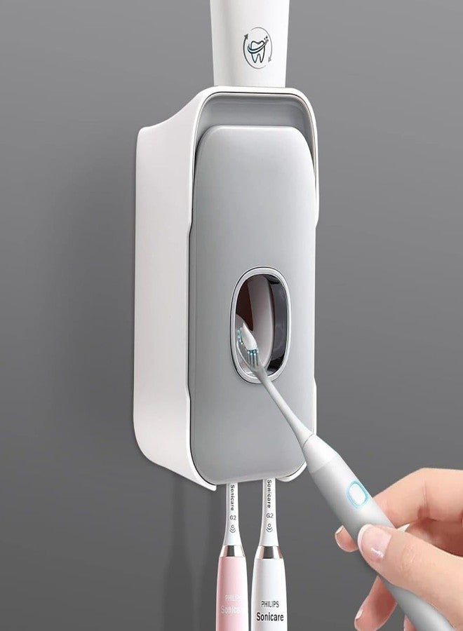 RIGJAK Automatic Toothpaste Dispenser with Wall-Mounted Toothbrush Holder – Hands-Free Toothpaste Squeezer & Hygienic Storage Organizer for Bathroom - Image 1