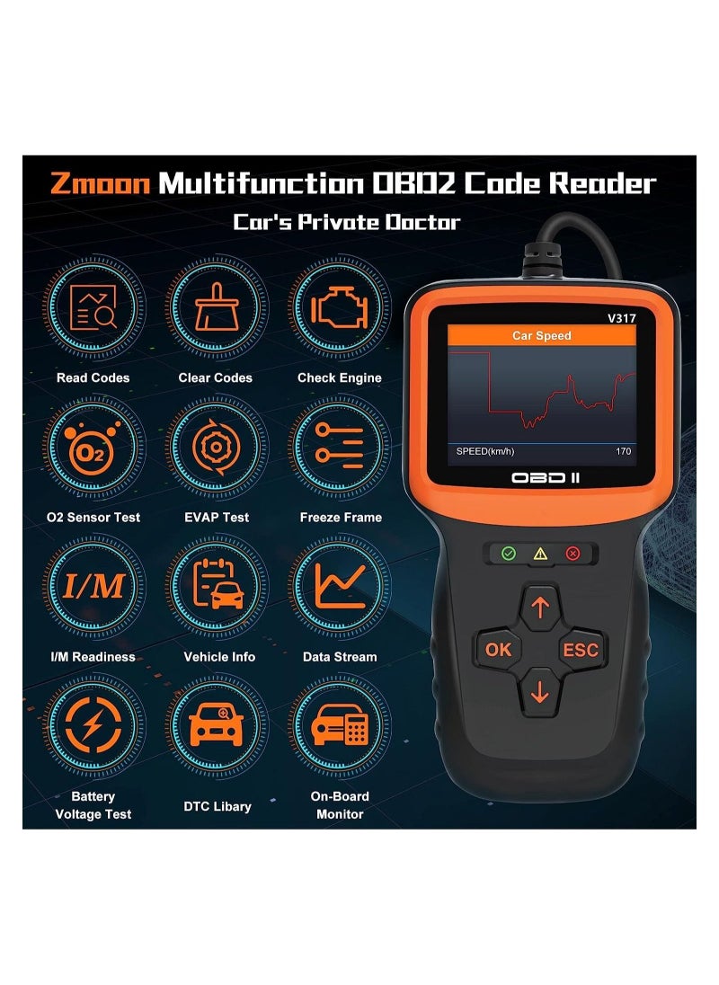 Generic OBD2 Scanner Diagnostic Tool, Vehicle Check Engine Code Readers with Reset & I/M Readiness & More, Car OBDII/EOBD Diagnostic Scan Tool for All Vehicles After 1996  - Image 5