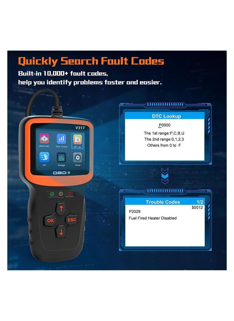 Generic OBD2 Scanner Diagnostic Tool, Vehicle Check Engine Code Readers with Reset & I/M Readiness & More, Car OBDII/EOBD Diagnostic Scan Tool for All Vehicles After 1996  - Image 2
