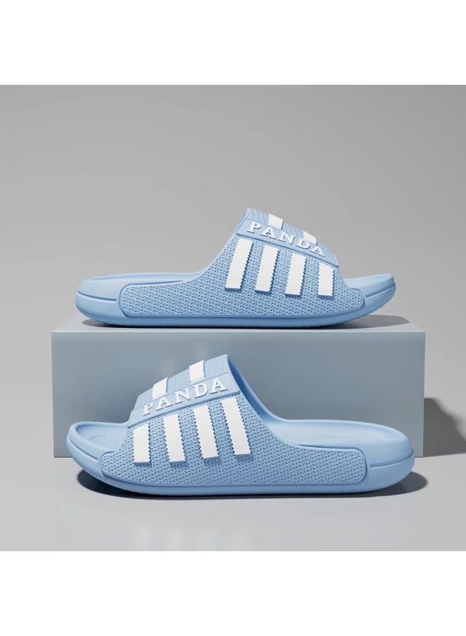 Hipanda Striped Men's Eva Non-slip Thick Sole Comfortable Lightweight Home Slippers Sky Blue Size 44-45