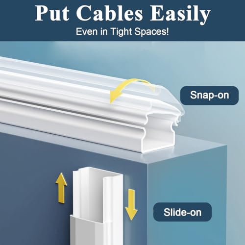 Serplex® 3Pcs 15.7inch TV Cord Hider Cord Cover Wire Covers for Cords, Cable Cover Cable Raceway, Wall Cord Cable Concealer, Large Cable Management Kit Cord Hider for Wall Mount TV (1.18"X0.6"X15.7") - Image 5