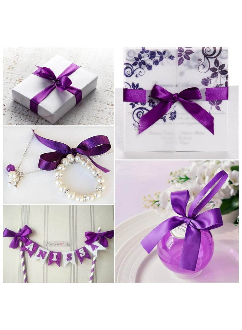 شريط ستان بنفسجي، شريط من نسيج البوليستر بلون سادة لتغليف الهدايا، والحرف اليدوية، وصناعة الأقواس، والأكاليل، ومشاريع الخياطة، وحفلات استقبال الأطفال وتزيين حفلات الزفاف - Image 4