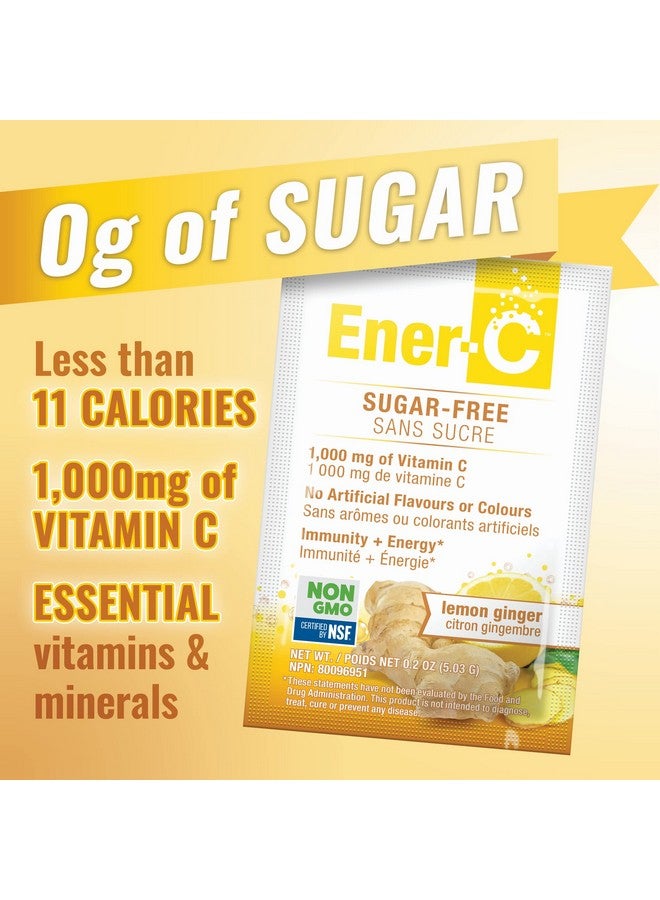 Ener-C Sugar Free Lemon Ginger Multivitamin Drink Mix 1000Mg Vitamin C Nongmo Vegan Real Fruit Juice Powders Natural Immunity Support Electrolytes Gluten Free 1Pack Of 30 - Image 3