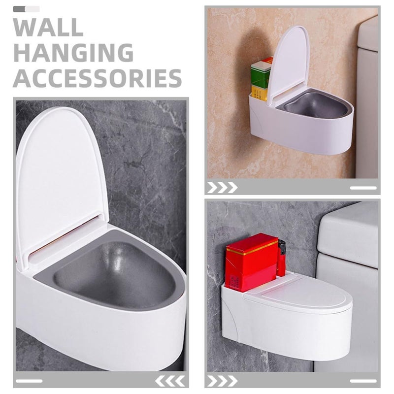 3pcs Wall Mounted Ashtray With Lid Portable Toilet Shaped Holder For Bathroom Office - Image 4